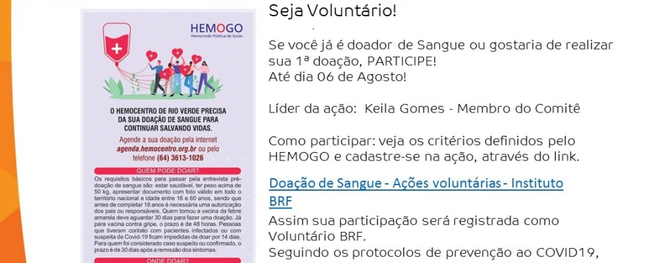 Campanha Doação de Sangue _ Unidade de Rio Verde