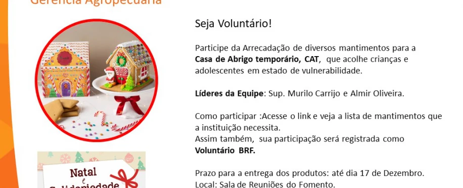 Gincana do Bem - Ação Voluntária de NATAL CAT -Casa de Abrigo Temporário -Gerência AGRO